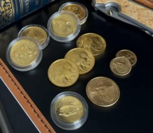several gold coins